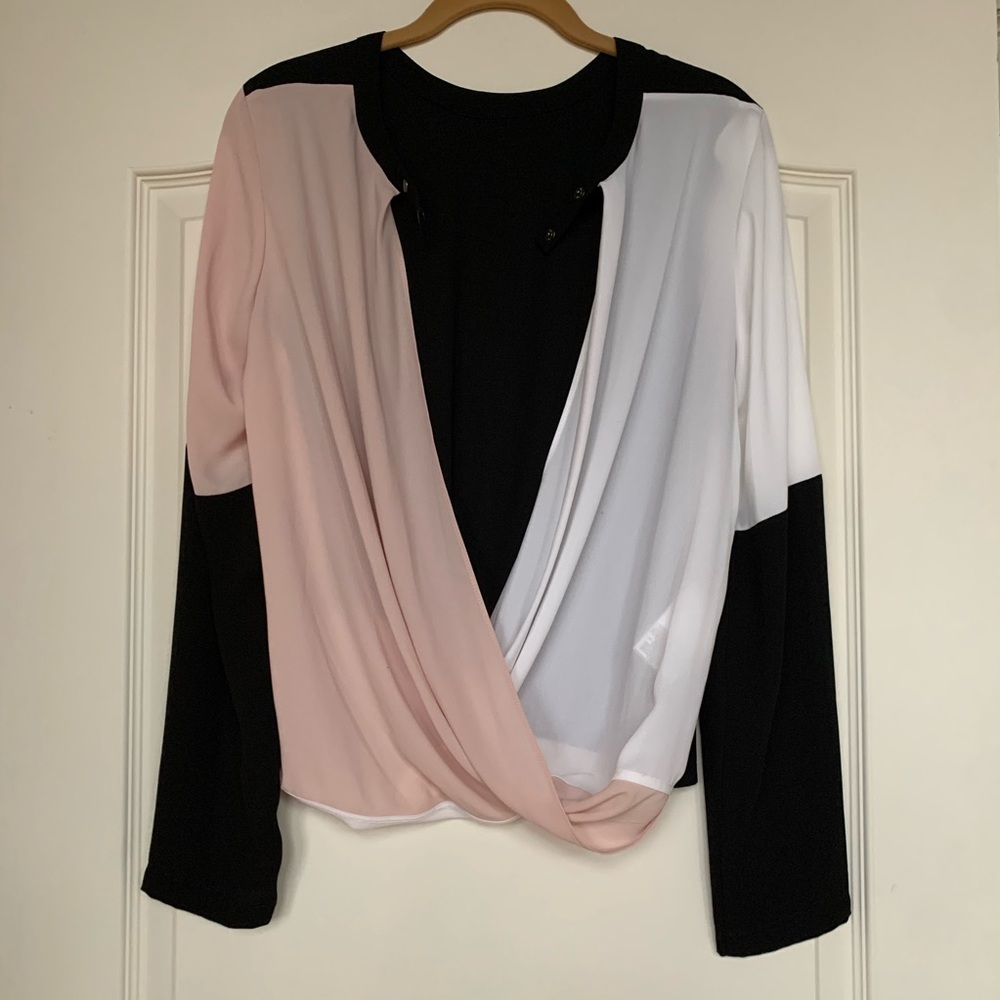 BCBGMAXAZRIA Color Block Blouse